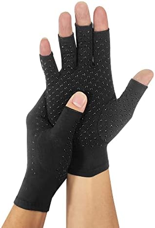 Lsiwen sportske rukavice za doziranje pod pritiskom neklizajuće bakarne rukavice za rehabilitaciju, Crne,M