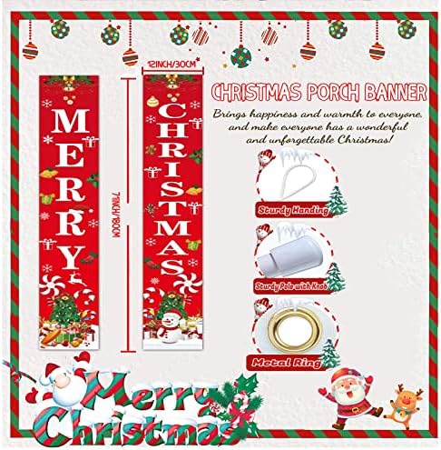 BOŽIĆNI BANNER BOŽIĆNI BANCH BANNER sa crvenim bijelim snowman Snowflake Merry Božićni baner za
