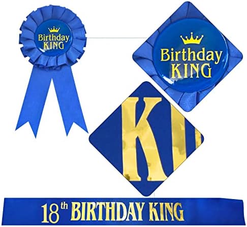 Skjiayee 18. rođendan kraljevskog krila, plavi saten rođendan sa zlatnim folijskom rođendanskom kralju za