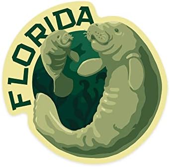 Die Cut naljepnica Florida, manatee i tele za kupanje, kontura, bez riblje vinilne naljepnice od 3 do 6 inča