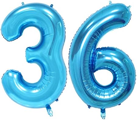 Qweqwe Plavi broj 36 Baloni 40 Broj folije balon 36. rođendan baloni Digitali 36 helijumski veliki baloni