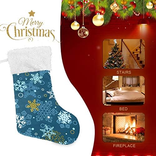 Alaza Božićne čarape Snowflakes na mornaričkim plavim klasikom personalizirani veliki ukrasi za čarape za