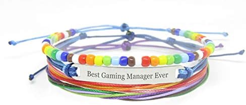 Miiras ručno rađena narukvica za LGBT-Najbolji menadžer igara ikad-Rainbow-od pletenog užeta i nerđajućeg