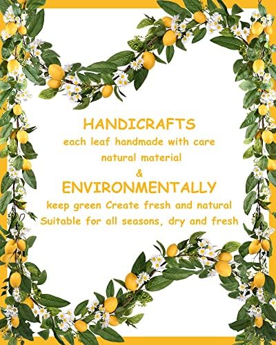 DDHS LEM GARLAND, 6 FT dekor limuna sa limunskim tratinčicama i zelenim lišćem, proljeće ljeto