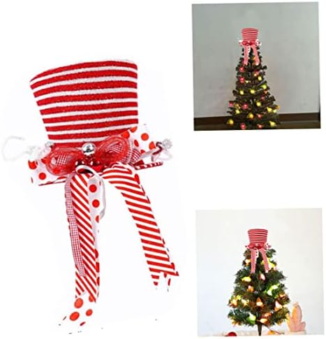 Božićni ukrasi, božićno stablo šešir crveni bijeli prugasti luk drveni šešir Xmas Desktop ukrasi