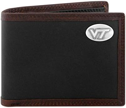 ZEP-PRO NCAA Virginia Tech Hokies, crna i smeđa kožna torbica Concho novčanik, jedna veličina