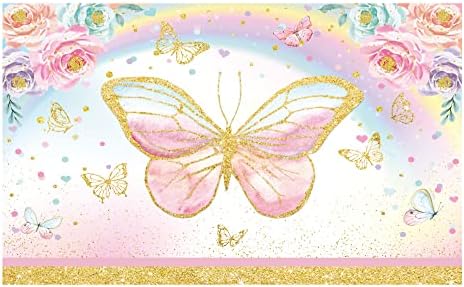 Allenjoy Pink Flower Butterfly Party pozadina za djevojku princezu Fairy Floral Spring vrt čajanka