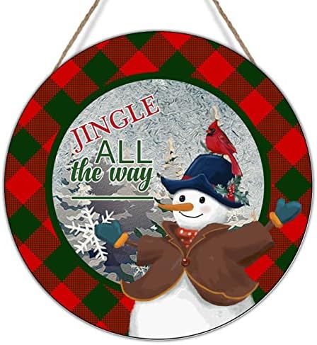 Božićna prednja vrata snijega Snowman Jingle Svi na putu Drvena umjetnost plaketa zimski božićni snjegović Drveni