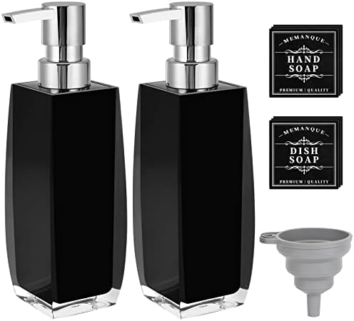 Memanque Crna raspršivač sapuna Kupatilo, 2 pakovanja kuhinja Dispenser za ručni i sušti sapuni, kupaonica