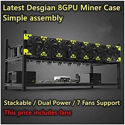 8 GPU Aluminij Slaganje Open Air Mining Computer Frame Rig Ethereum Veddha sa 7 navijača