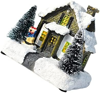Nolitoy 2pcs Para Mesa de Xmas sa svjetlima Božićna smola Snježna seoska kuća Vintage Božićno selo Gingerbread