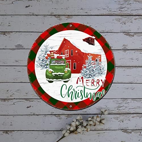 Božićni vijenac znakovi Santa Claus Xmas With Scene Slikanje okrugli metalni limenki znak Buffalo Provjerite