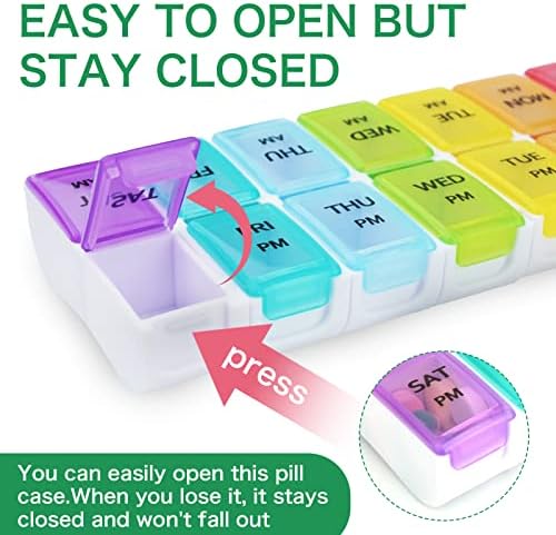 Dailyrest Organizator pilula 2 puta dnevno, kutija za pilule 7 dana, kutija za pilule AM PM, odvojiva