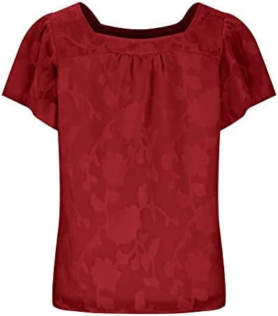 Trendi majica za žene četvrtasti vrat čipkaste mrežaste bluze kapa rukavi jednobojne majice 2023 ljetni elegantni