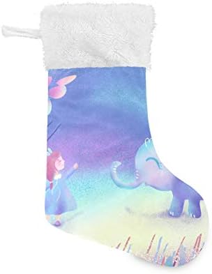 Pimilagu Girls i slonove božićne čarape 1 pakovanje 17.7 , viseći čarape za božićnu ukrasu