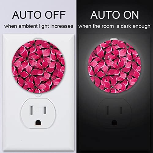 2 paket Plug-in Nightlight LED noćno svjetlo ružičasto cvijeće sa senzorom sumraka do zore za dječiju sobu,
