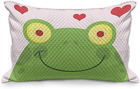 Ambesonne žabe prekriveni jastuk, životinja zaljubljena nasmiješena lica i srca, standardna