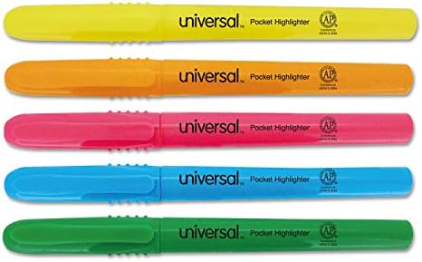 Universal 08850 džepni highlighter, vrh dleta, fluorescentne boje, 5 / set