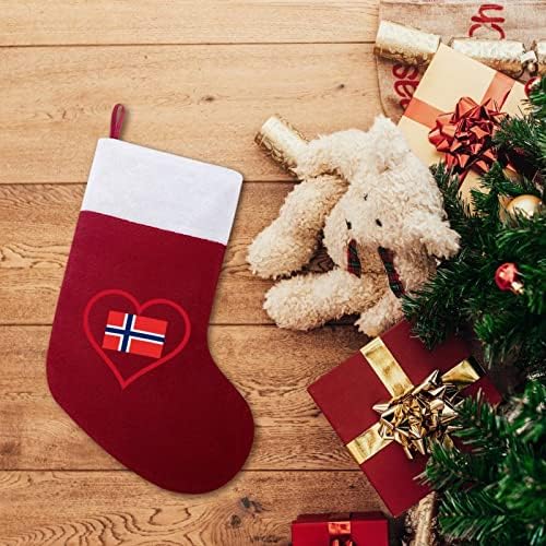 Love Norveška Crveno srce Personalizirano Božićne čarape Xmas Kamin Porodični zabava Viseće ukrase