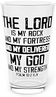 Pivo Glass Pint 16oz novost on je moj Rock Fortress Deliverer & Bog Psalm 18: 2 Pastor Preacher 16oz