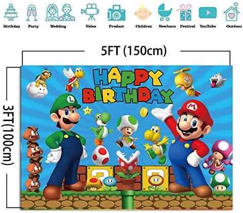 Cartoon Game Zlatni novčići Super Mario tema za Sretan rođendan fotografija pozadine 5x3ft dečiji tuš za