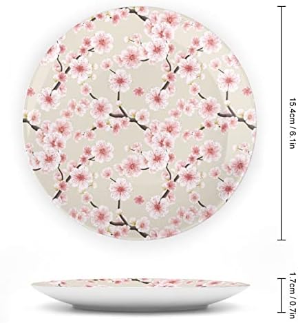 Pink Sakura cvijet keramičke kosti Kina Dekorativne ploče sa štandom viseći ukrasima Ploče za večeru