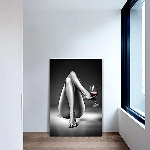 MAMAGO Canvas Wall art ljepota žena vino staklo slika crno bijelo lijepa djevojka slike moderni apstraktni