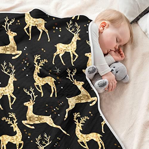 Swaddle pokrivač Zlatna jelena pamučna pokriva za dojenčad, primanje pokrivača, lagana mekana prekrivačica
