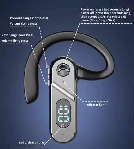 Slušalice za kosti, bežični bluetooth slušalica sa otvorenim ušima sa mikrofonom za prikaz napajanja,