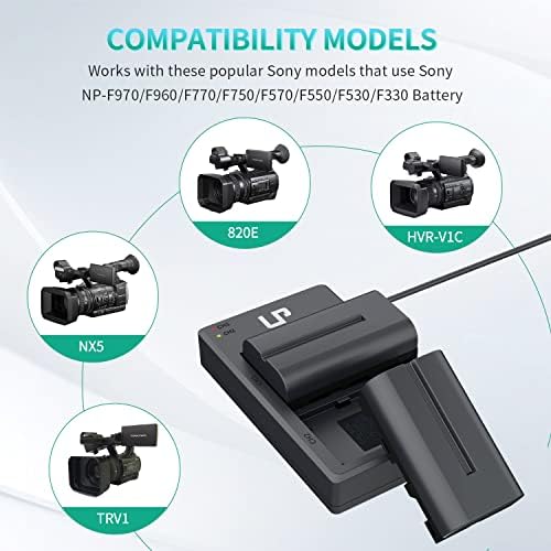 LP NP-F550 Paket punjača baterije, 2-pakovanje 2900mAh punjač za bateriju i dual, kompatibilan