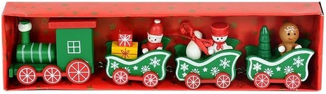 Pifude Božićni ukrasi Božićni drveni vlak ukras Slatko obojeni voz sa santa claus snjegovinskim novogodišnjim