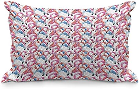 AMBESONNE FLAMINGO Quilted jastuk, akvarel pastel stil zoo tropskim pticama u različitim tonovima