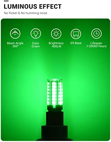 G9 LED Sijalice zeleno svjetlo,JandCase zelene sijalice 5w 40W ekvivalent halogena, LED zelena