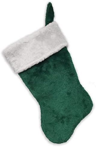 Monogramirani me vezeni početni božićni čarapa, zeleni i bijeli pliša, inicijal i