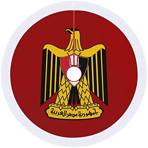 Grb Egipat Eagle Božićno suknje suknje crvene kolu Xmas Drvo suknje sa rubom na otvorenim dijelom na