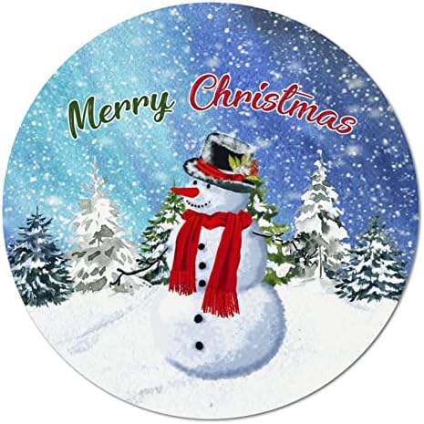 Sretan božićni zimski snjegović vintage okrugli metalni znak metal umjetnički otisci potpisuju plak