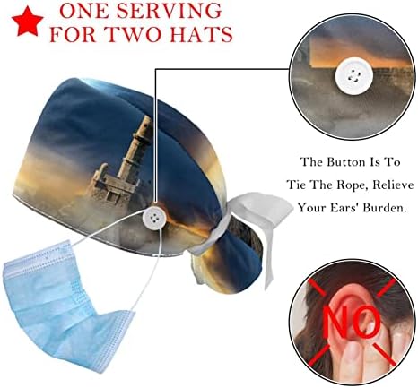 Morska pejzažna Podesiva radna kapa s držačem za konju, 2 paketa pilinga Buffant Hat za muškarce i žene,