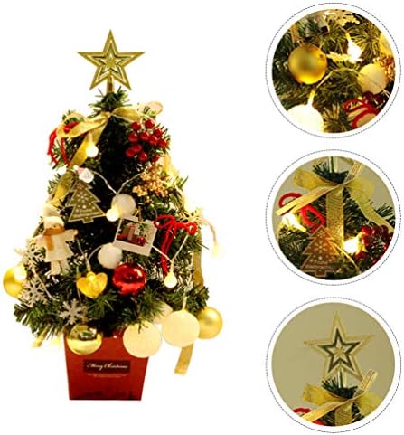 Kisangel tabletop božićno drvce 50cm Mini LED Xmas stablo sa božićnim kuglima Angel Holly Bobies Minijaturni