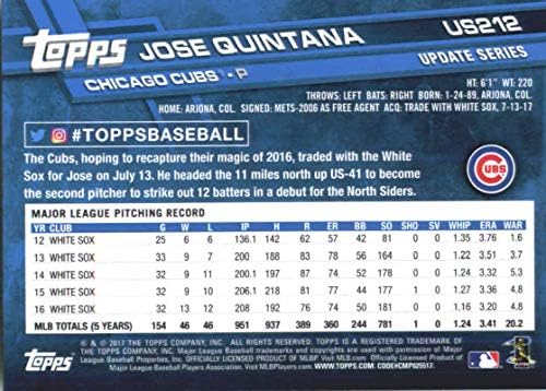2017 Ažuriranje serija US212 Jose Quintana Chicago Cubs Baseball Card