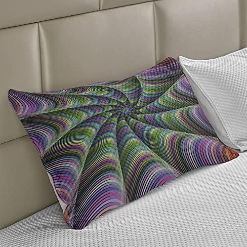 Ambesonne fraktal pletena jastuk za prekrivanje, psihodelični pipki se konvergiraju na cvjetni oblik beskonačnosti