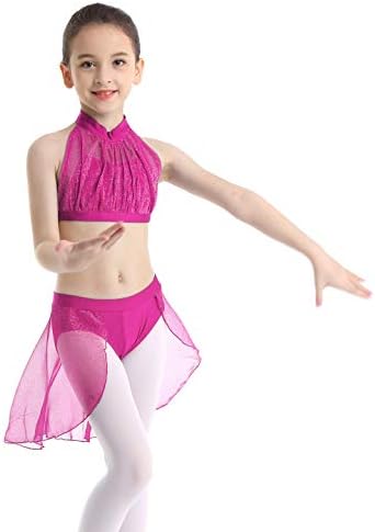 Iiniim Kids Girls Dvodijelni plesni sportski grudnjak gornji dio kratke hlače GymMnastika Leotard