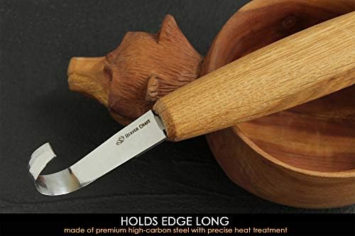 Beavercraft kašika za rezbarenje kuka nož SK5s 2 - dvostrano oštrenje zakrivljeni nož za rezbarenje