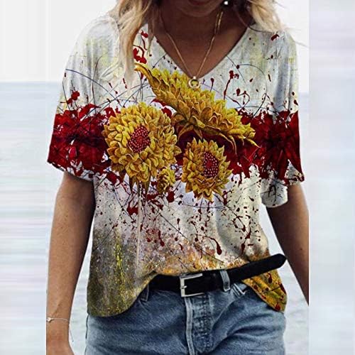 Ženske vrhove Dressy casual ženske grafičke majice Business V bluza izreza Vintage Graphic T majice