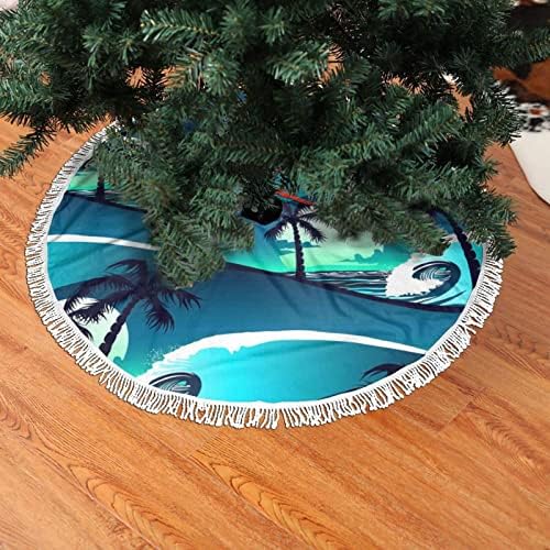 Skejteboard sa palminim drvećem Božićna suknja, Xmas Tree suknje prostirke sa reselicom za odmor za odmor