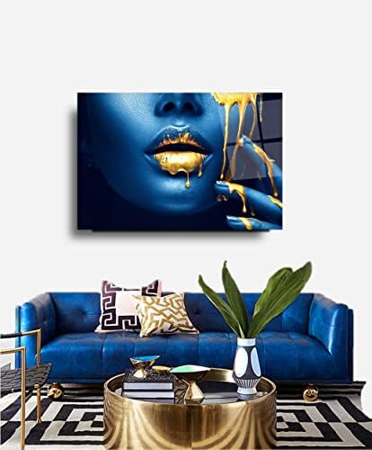 Plave usne žena kaljeno staklo zid Art savršen moderan dekor Fabulous Nova Godina poklon staklo UV štampanje