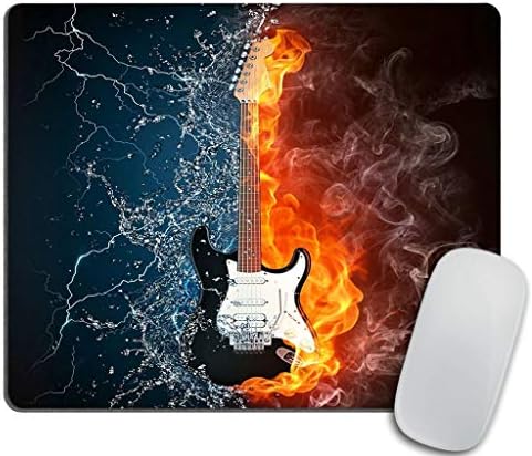 Električna gitara u vatri i jastučići za miša, ilustracija električne gitare obuhvaćena u elementima na