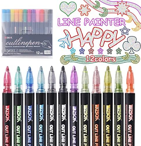 Obrisne olovke sa dvostrukim linijama, dvobojne metalne Flomastere, set svjetlucavih markera