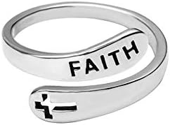 Vjera Cross srebra otvorena Izjava prstena Podesiva minimalistički nade Love Eternity Wedding Band Promise prsten