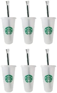 Starbucks 6 paket Bundle-višekratna mat 24 oz hladna čaša sa poklopcem i zelenom slamkom sa čepom