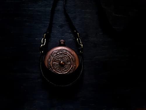 Viking shield kožna tikvica za hip, tikvica za viski za ljubitelje oklopa i narodne umjetnosti